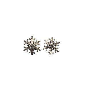 Sterling Silver Snowflake Screw-Back Earrings Vintage Winter Jewelry
